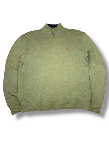 Ralph Lauren Sweater – Grün – Größe XL – Heavyweight Cotton Quarter ZIP Pullover