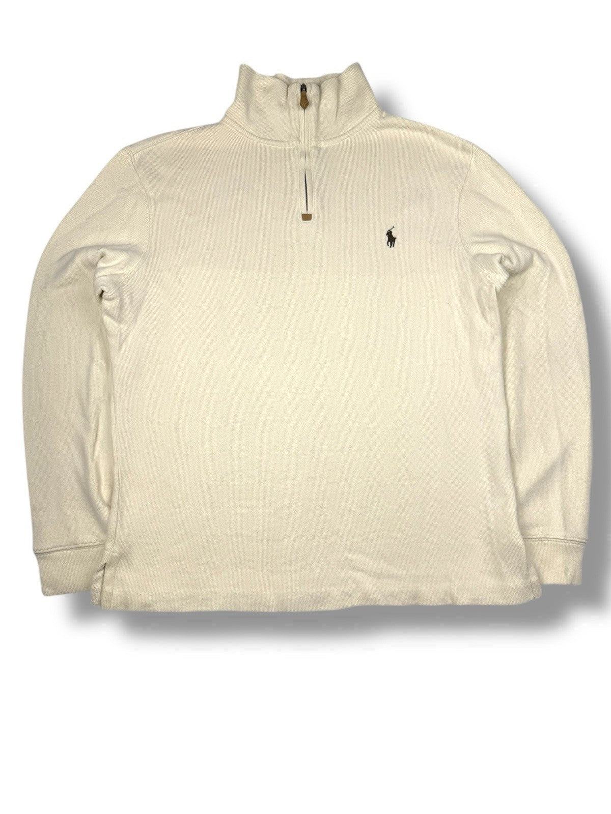 Ralph Lauren Sweater – Weiß – Größe M – Feinstrick Quarter ZIP Pullover 