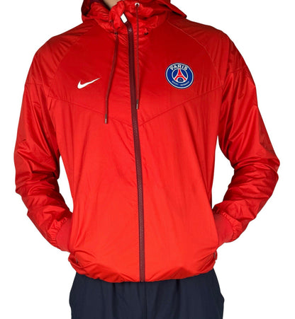 Nike PSG Windbreaker Jacke – Rot, Größe L, Nylon-Leichtgewicht