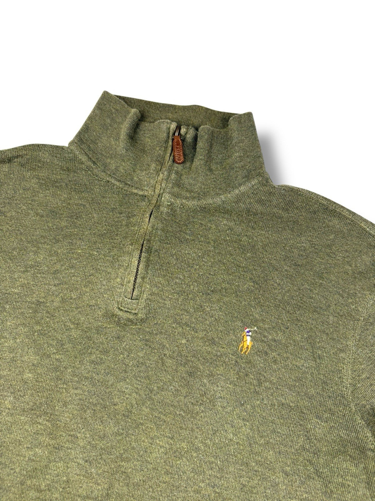 Ralph Lauren Sweater – Grün – Größe M – Feinstrick Quarter ZIP Pullover