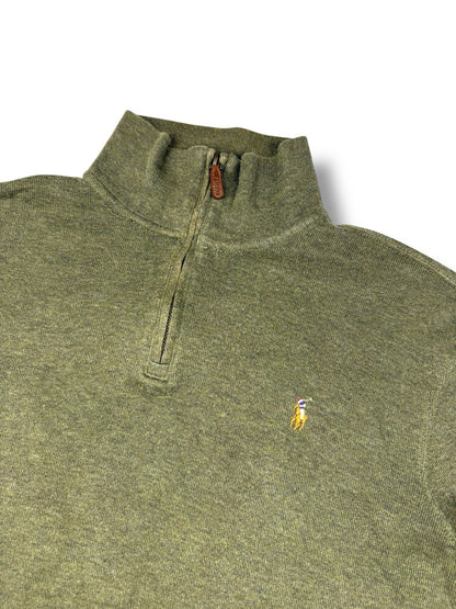 Ralph Lauren Sweater – Grün – Größe M – Feinstrick Quarter ZIP Pullover