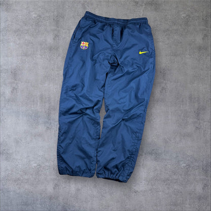 Nike FC Barcelona Track Pants – Open Leg – Vintage – Größe L – Schwarz/Blau