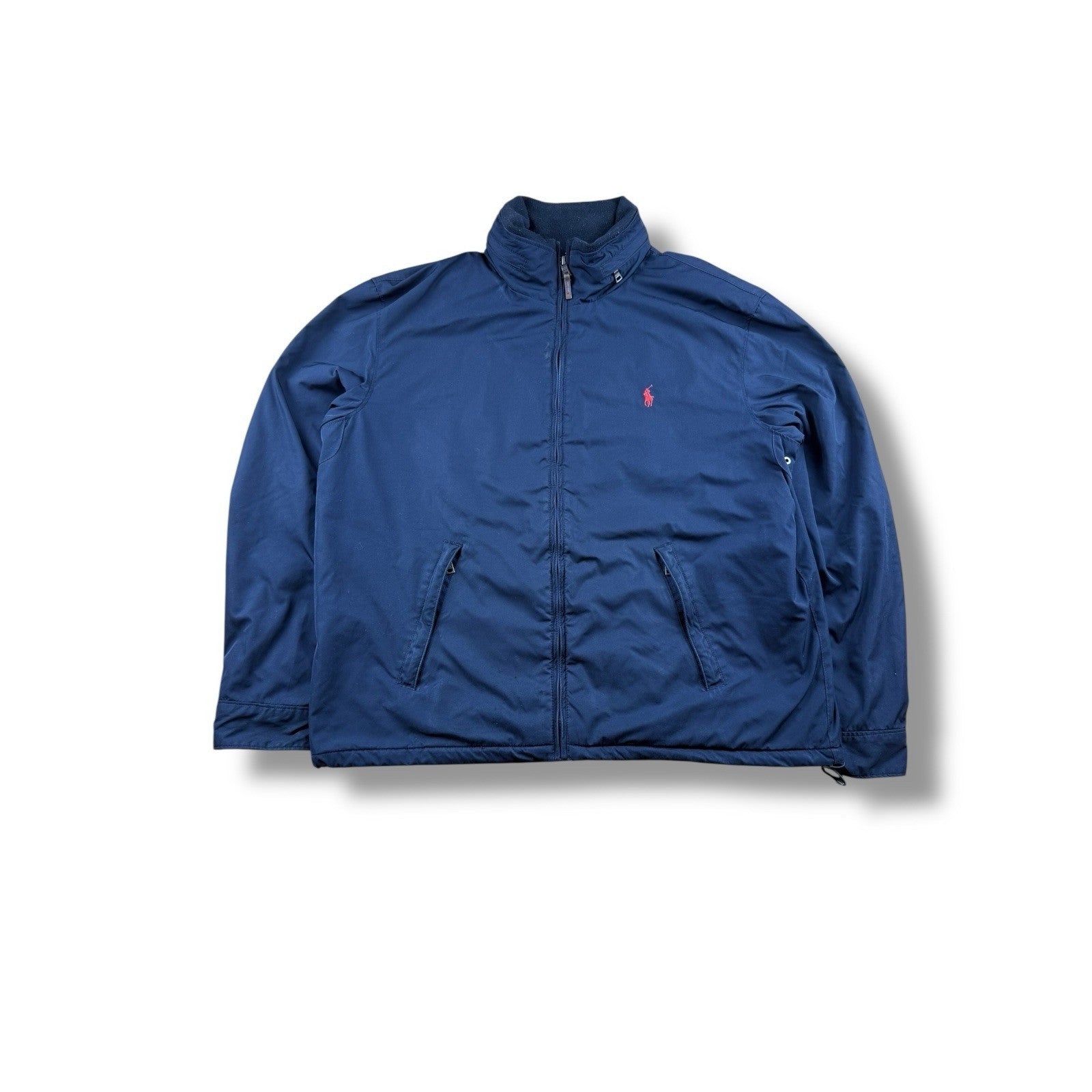Ralph Lauren Collegejacke mit versteckbarer Kapuze – Navy, XL