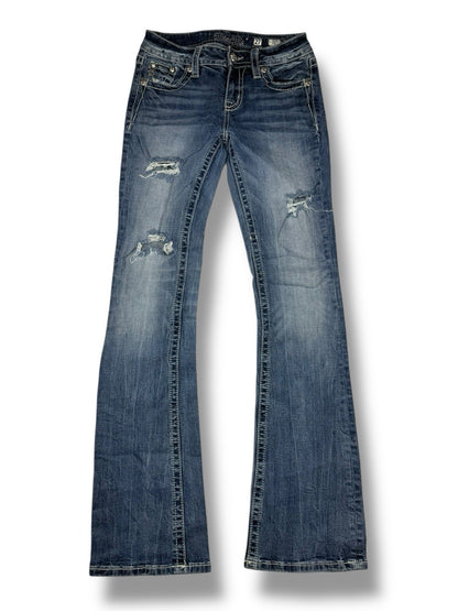 Miss Me Jeans – Blau – Größe 28 – Straight Fit – Engelsflügel Backpockets