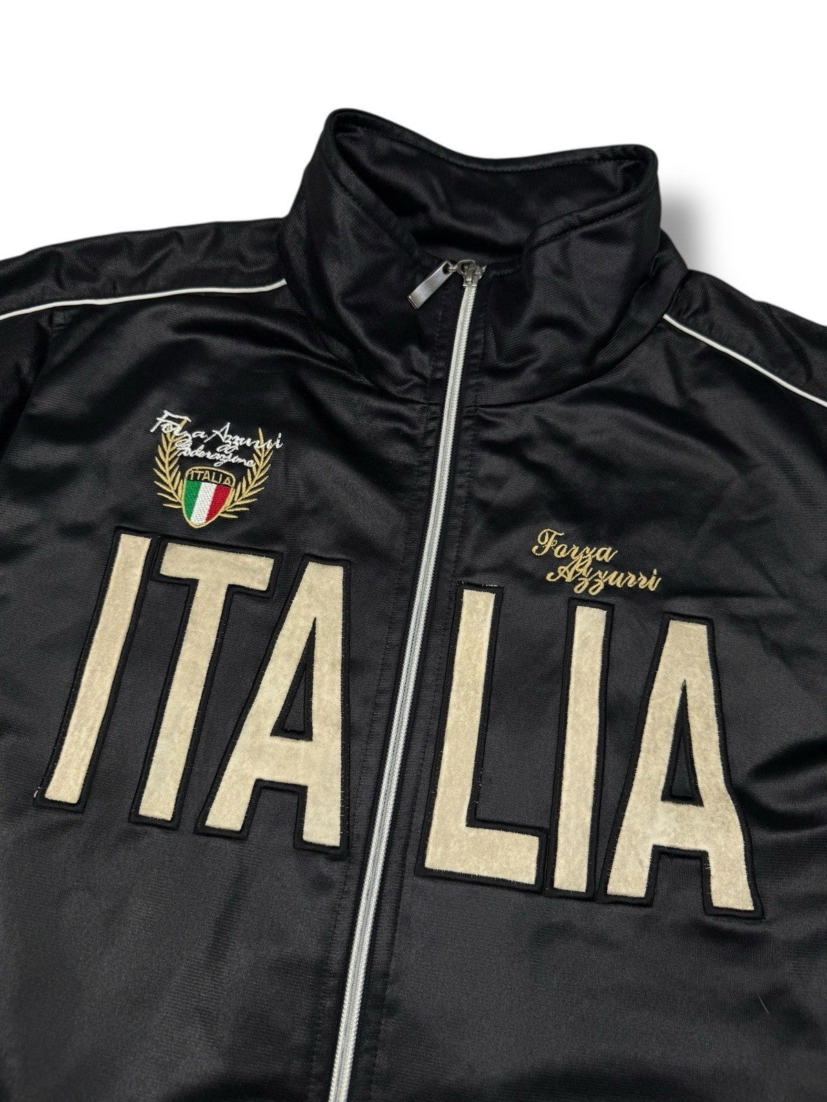 Italia Track Jacket – Schwarz – Größe M – Glänzend