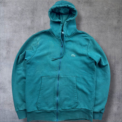 Lacoste Zip-Hoodie – Grün – Herren S (FR 3) – Gesticktes Logo – Vintage Flair