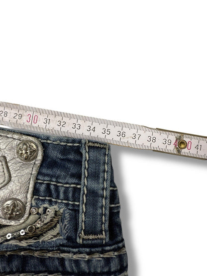 Miss Me Jeans – Dunkelblau – Größe 28 – Flared Bootcut – Signature Backpockets