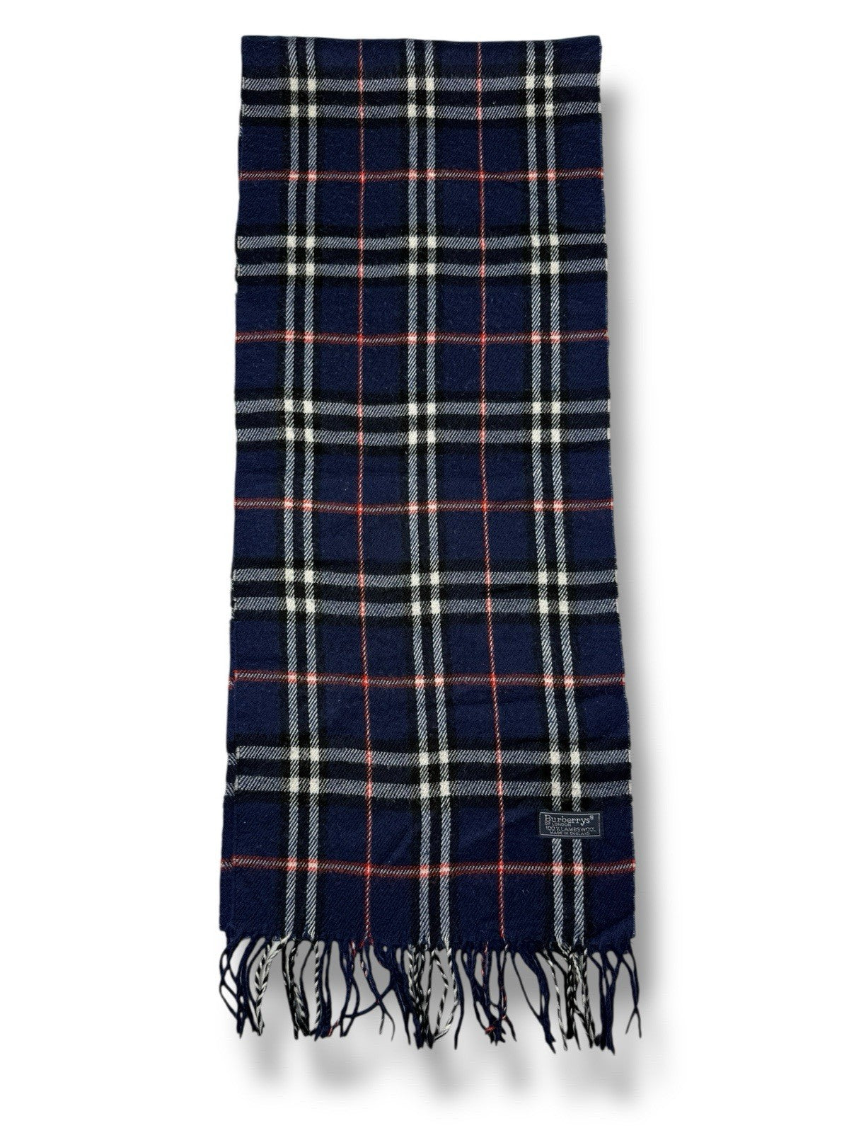 Burberry Schal – Ozean-/Nachthimmelblau – 100 % Lammwolle