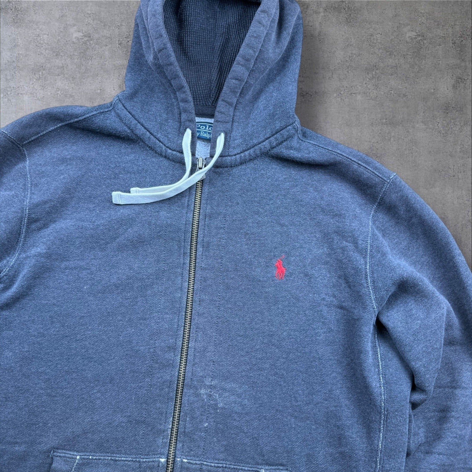 Ralph Lauren Zip-Hoodie – Grau – Herren L – Distressed Look & super soft