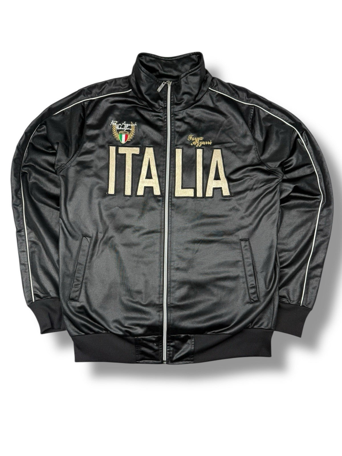 Italia Track Jacket – Schwarz – Größe M – Glänzend