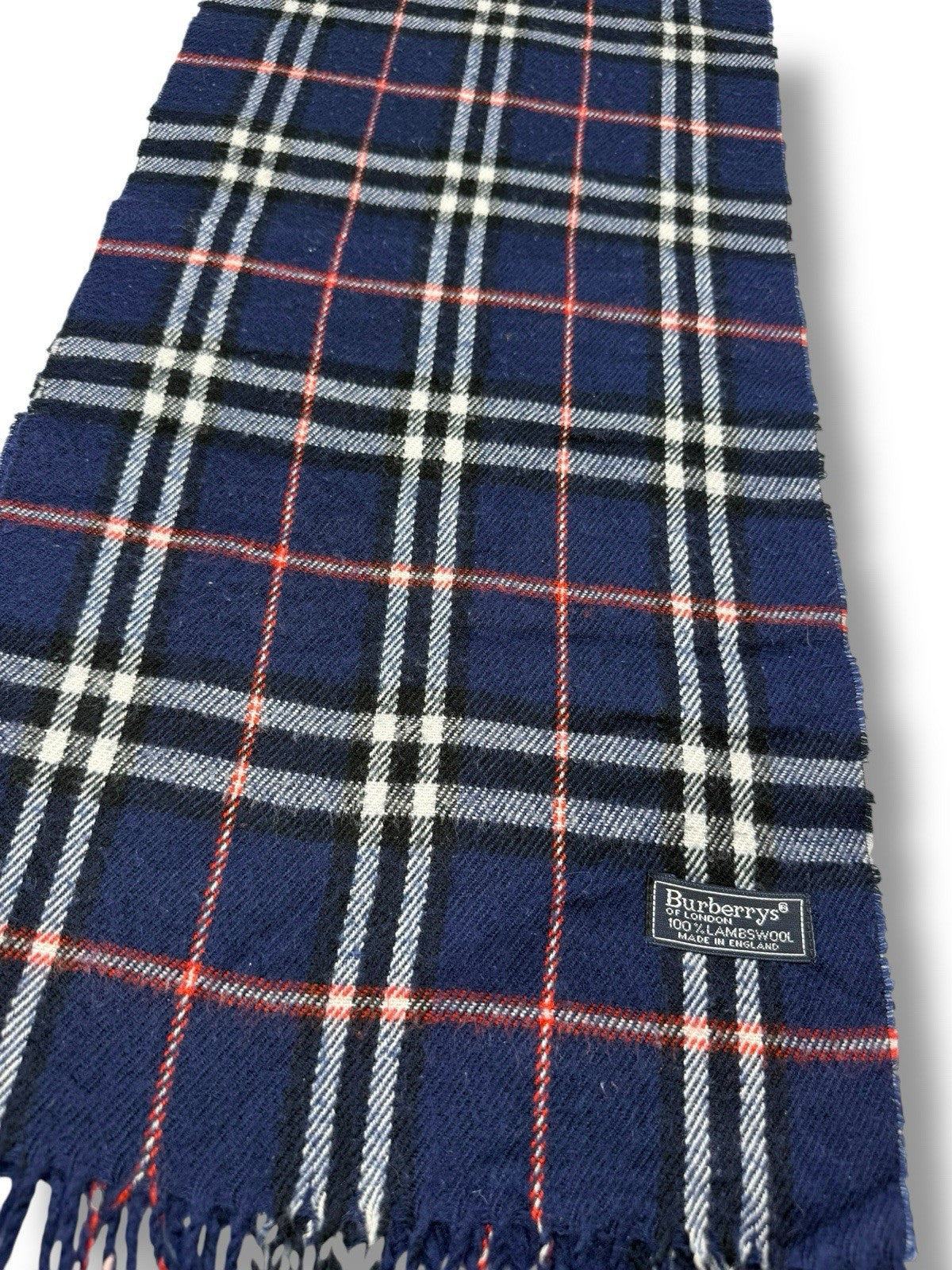 Burberry Schal – Ozean-/Nachthimmelblau – 100 % Lammwolle