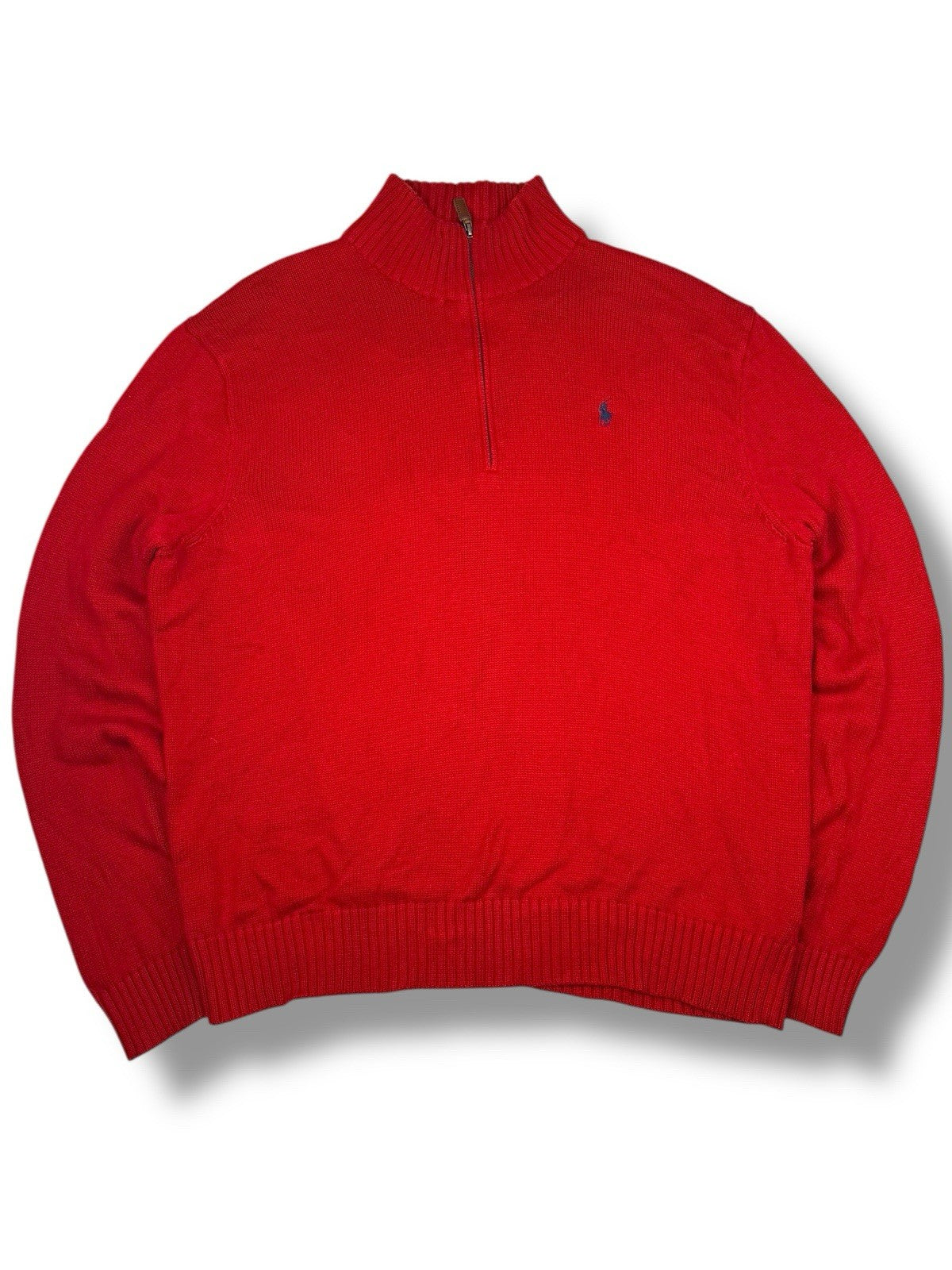 Ralph Lauren Quarter Zip – Rot – Größe L – Heavyweight Cotton Pullover
