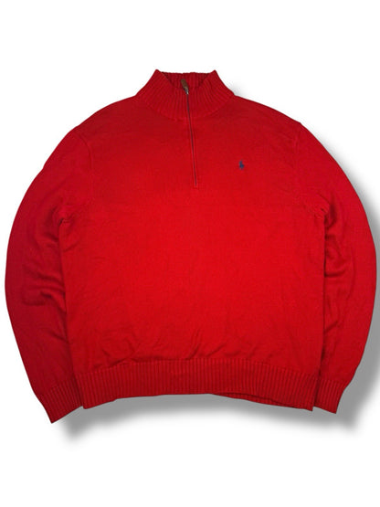 Ralph Lauren Quarter Zip – Rot – Größe L – Heavyweight Cotton Pullover