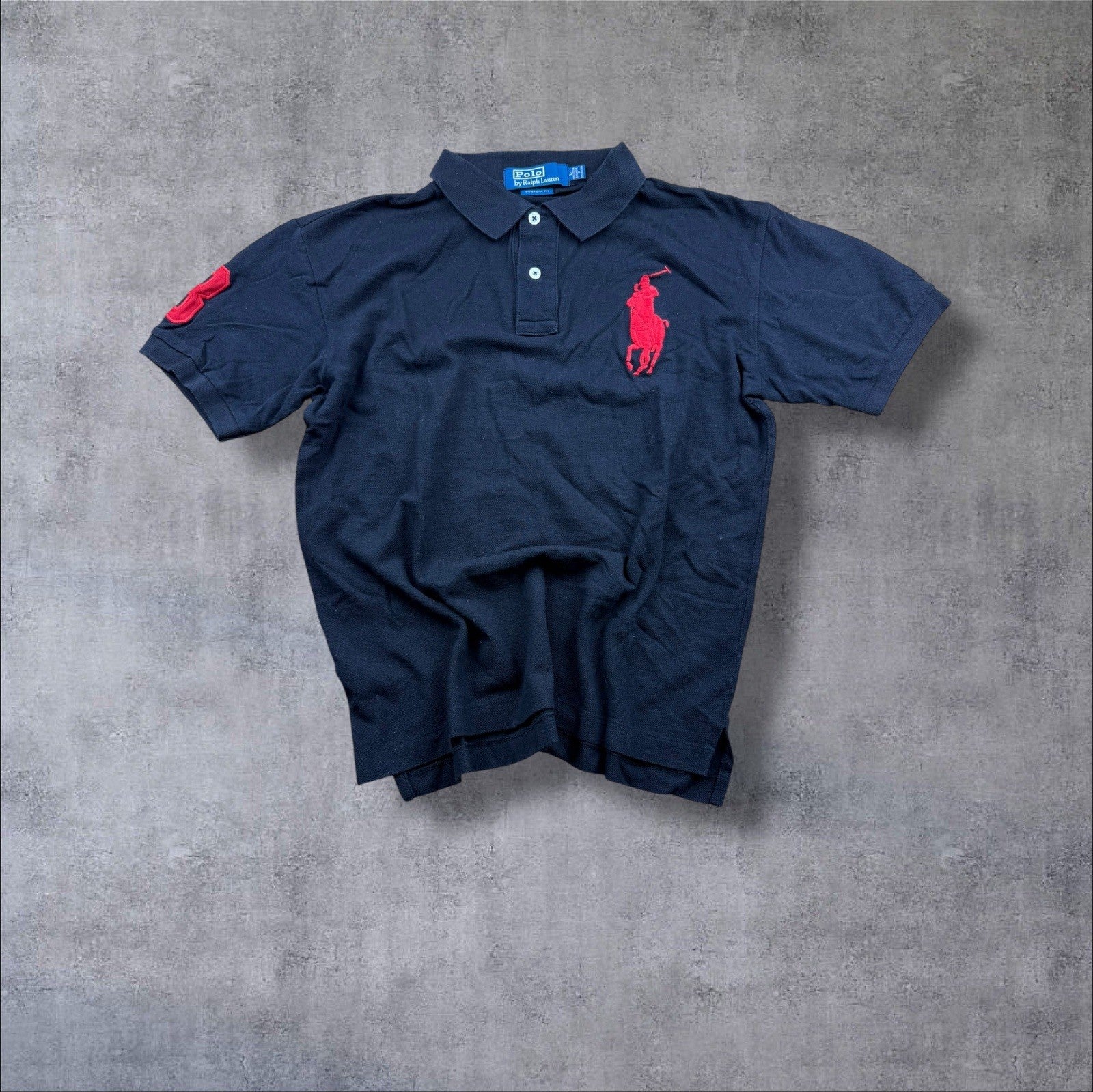 Ralph Lauren Big Pony Polo-Shirt – Schwarz – Herren S (Custom Fit)