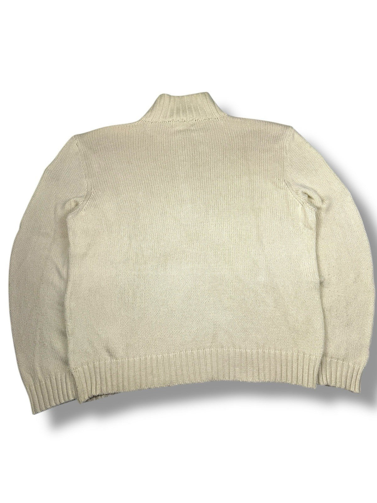 Ralph Lauren Quarter Zip – Weiß-Beige – Größe 2XL – Heavyweight Cotton