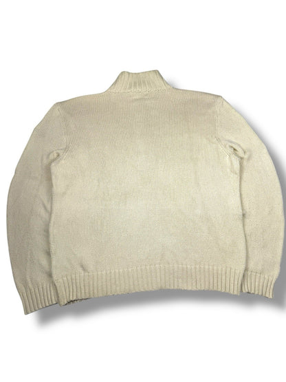 Ralph Lauren Quarter Zip – Weiß-Beige – Größe 2XL – Heavyweight Cotton