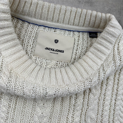 Jack & Jones Premium Grobstrickpullover – Cremeweiß – Herren L – Neuwertig