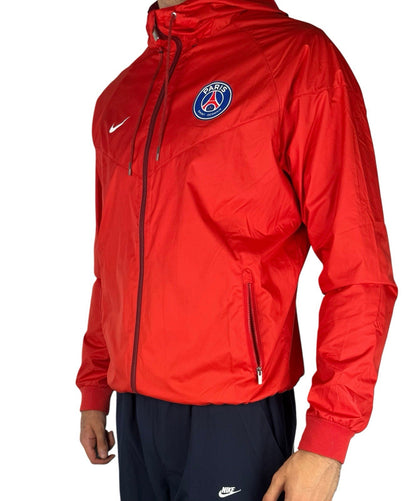 Nike PSG Windbreaker Jacke – Rot, Größe L, Nylon-Leichtgewicht