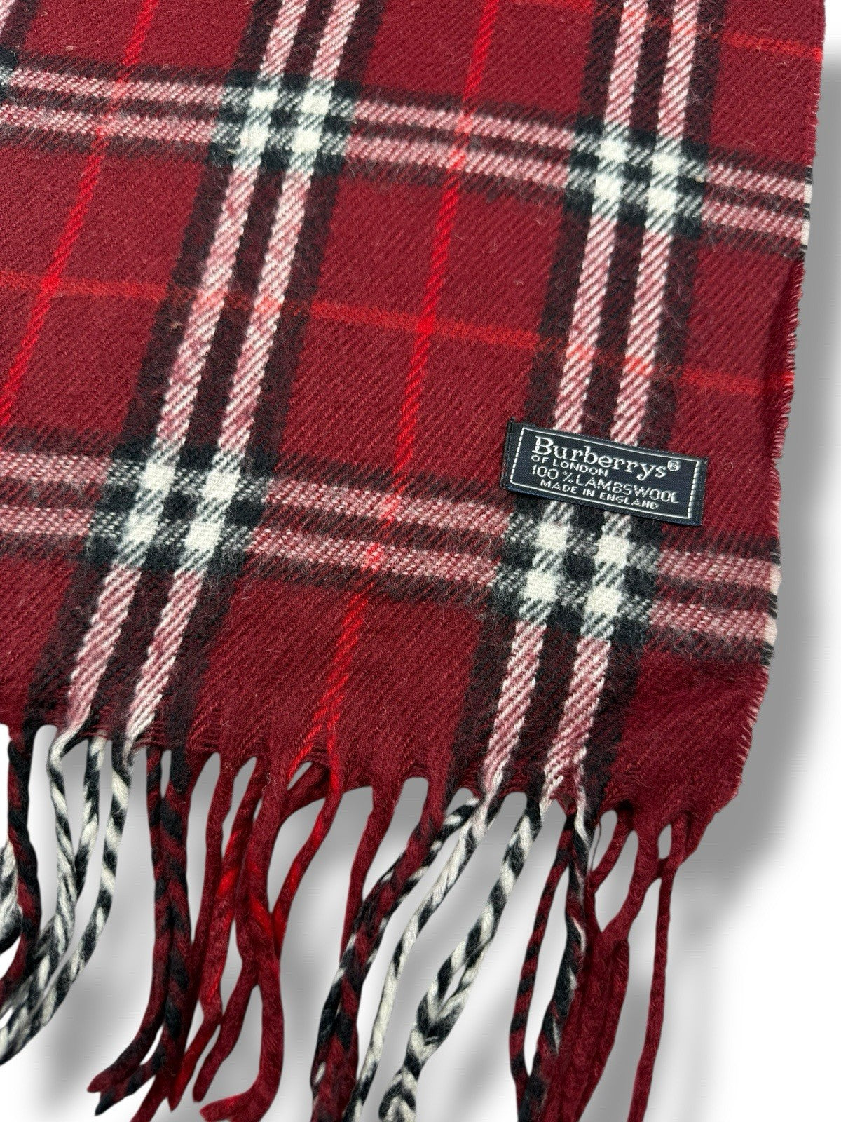 Burberry Schal – Rot – Classic Check – 100 % Lammwolle (Original)