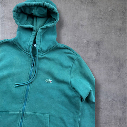 Lacoste Zip-Hoodie – Grün – Herren S (FR 3) – Gesticktes Logo – Vintage Flair