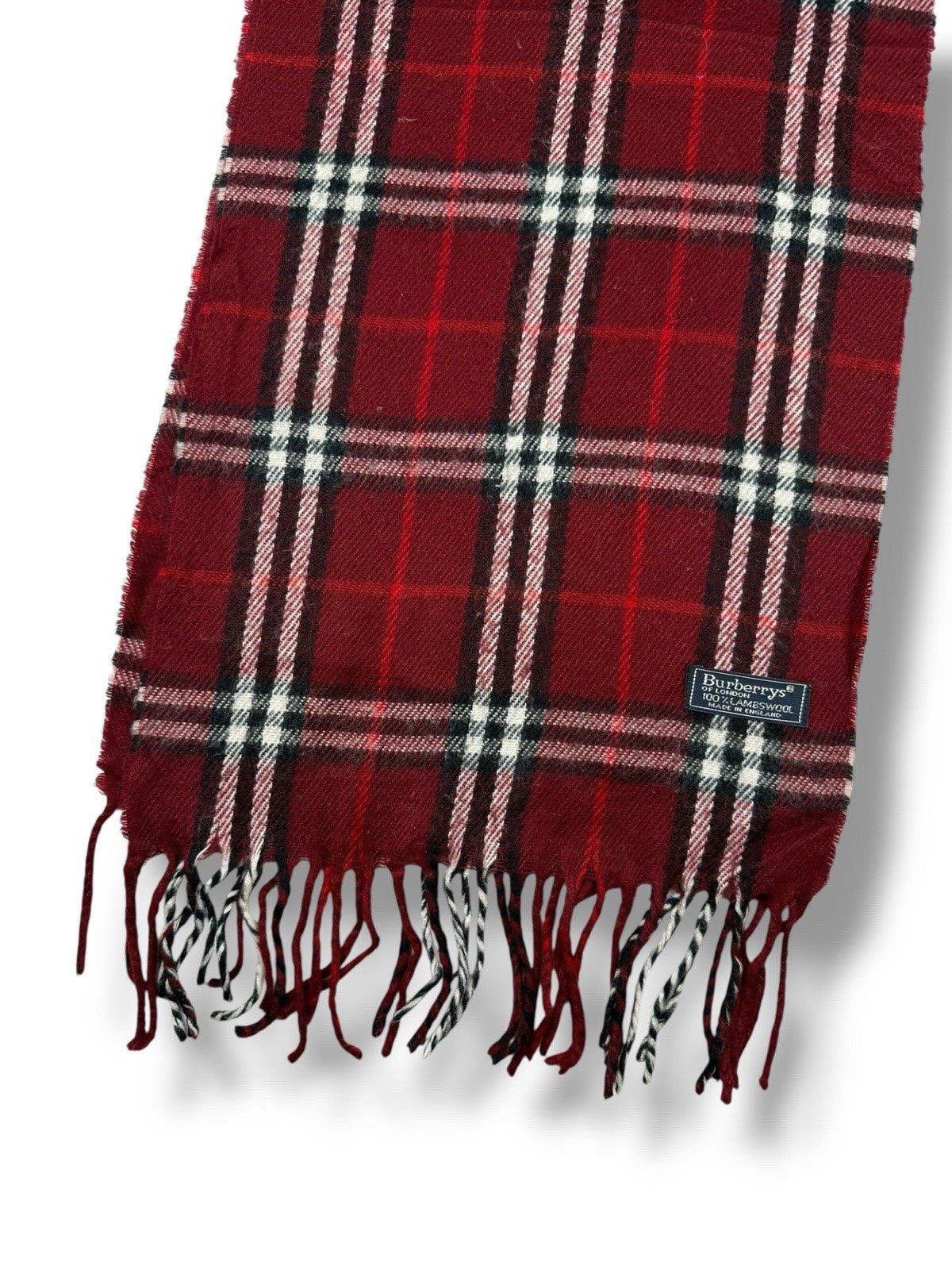 Burberry Schal – Rot – Classic Check – 100 % Lammwolle (Original)