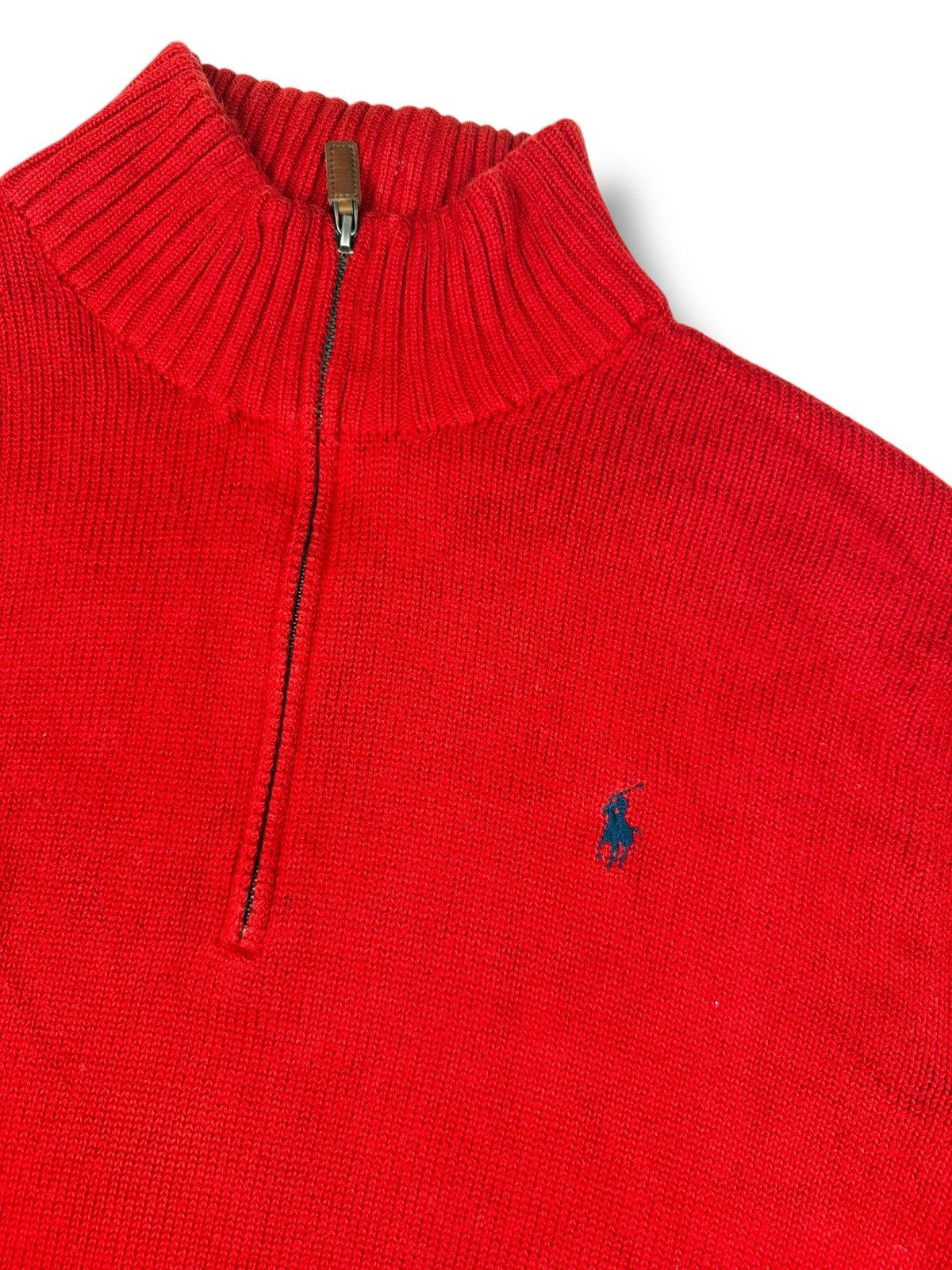 Ralph Lauren Quarter Zip – Rot – Größe L – Heavyweight Cotton Pullover
