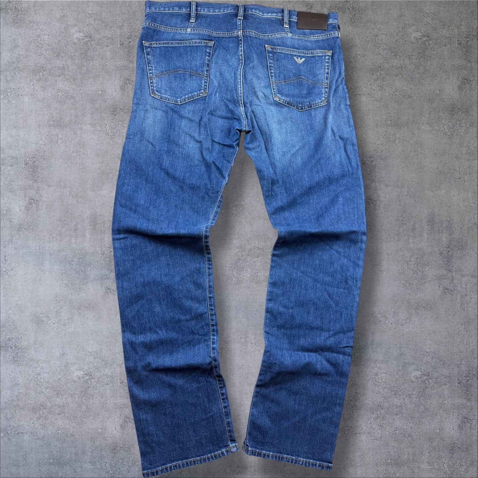 Emporio Armani Jeans – Blau – Herren W38 L34 – Klassisch mit Logo-Detail