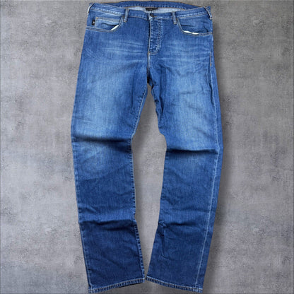 Emporio Armani Jeans – Blau – Herren W38 L34 – Klassisch mit Logo-Detail