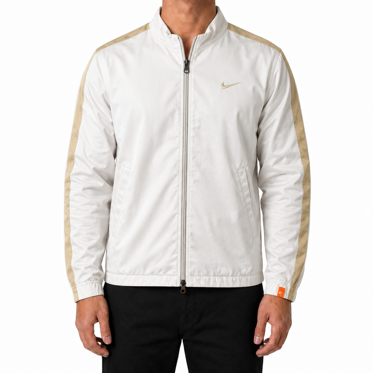 Nike Track Jacket – Weiß/Gold – Damen L (Baggy Fit) premium